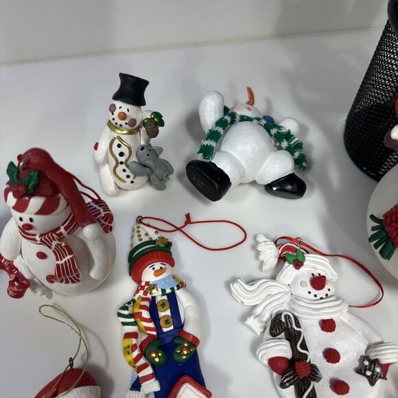 Lot Of 26 Snowman Ornaments Different Types Some‎ Ceramic Mostly Clay - Picture 5 of 11